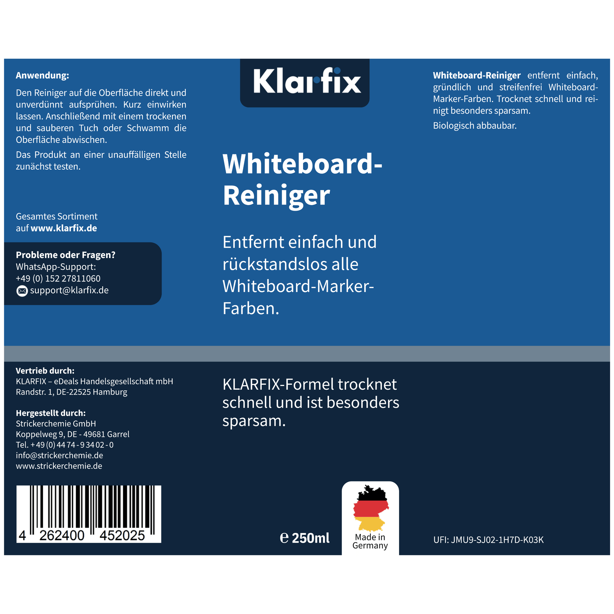 Whiteboard-Reiniger für Flipcharts, Magnettafeln und Planungstafeln