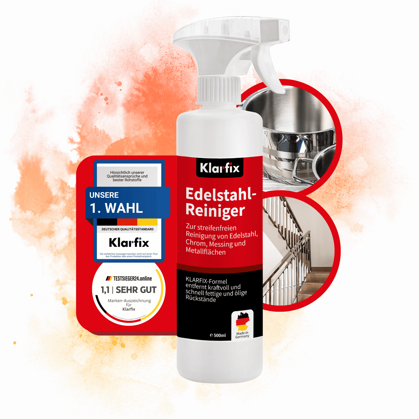 Edelstahlreiniger (Entfernt Verkrustungen & Fingerabdrücke)