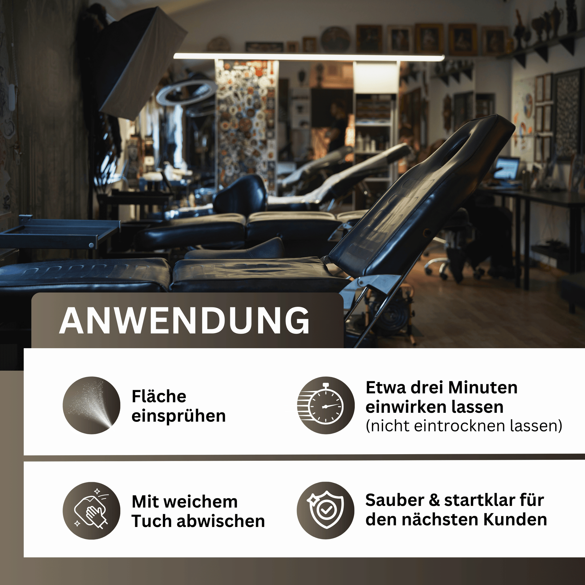 Tattoo-Farben-Entferner (Spezialreiniger für Tattoo-Stühle, Arbeitsflächen & Böden)